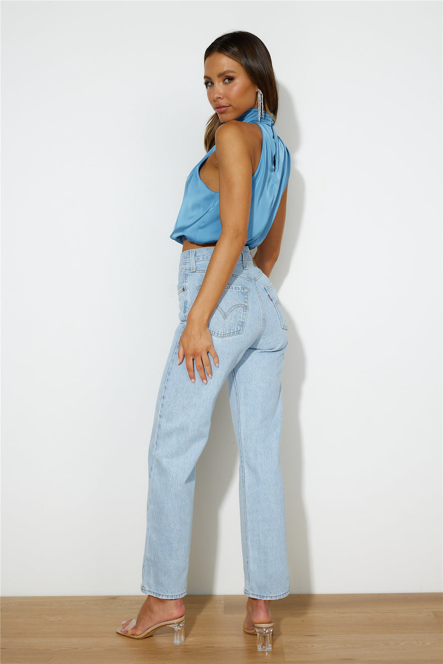 Stay Patient Crop Top Blue