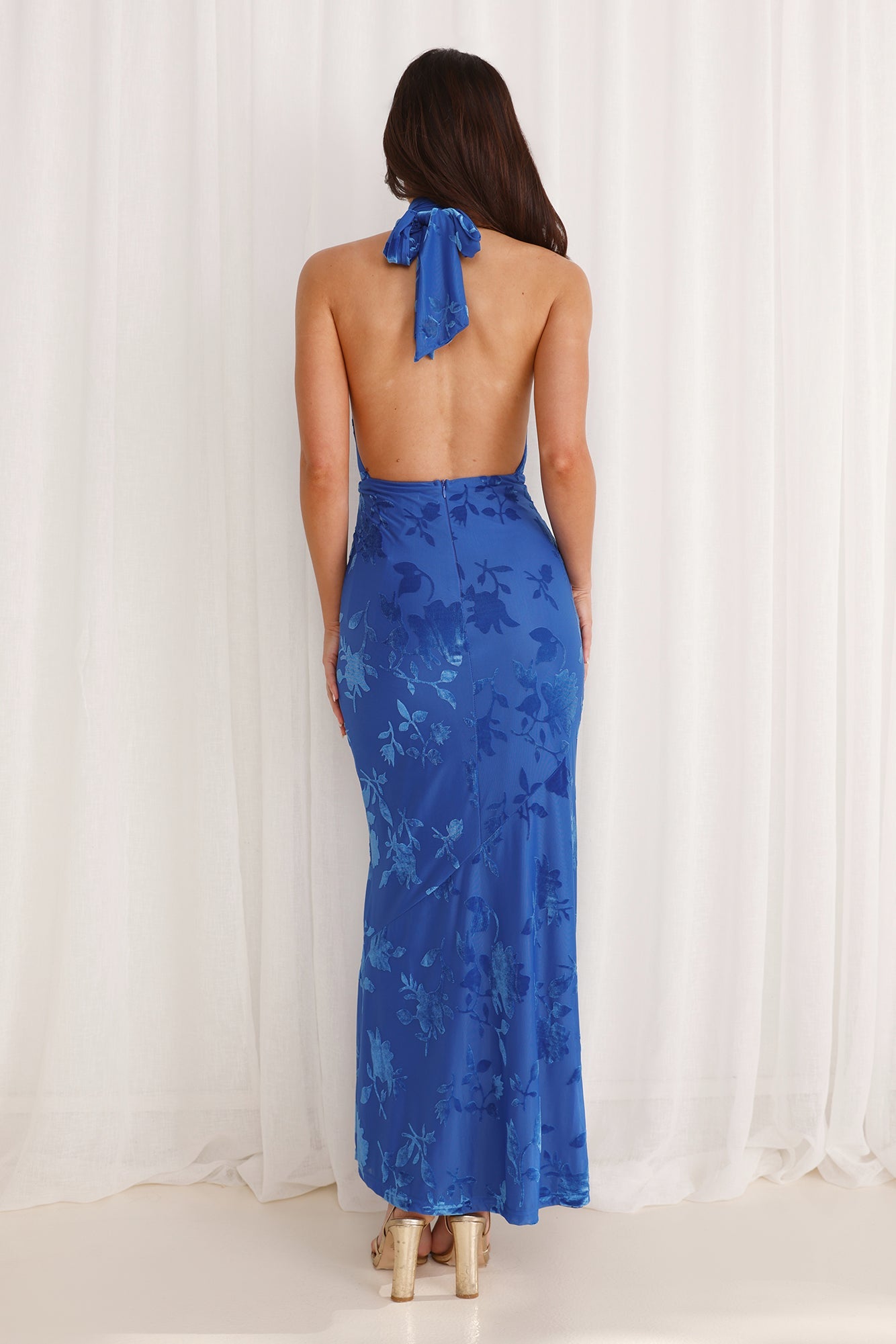 Shallow Love Halter Maxi Dress Blue