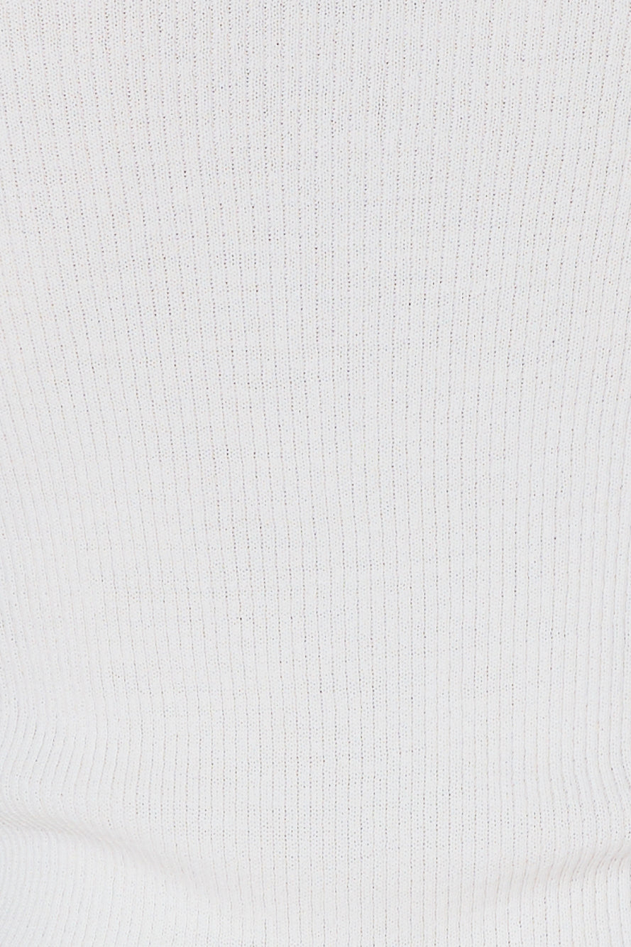 Buttoned Up Ribbed Long Sleeve Top White