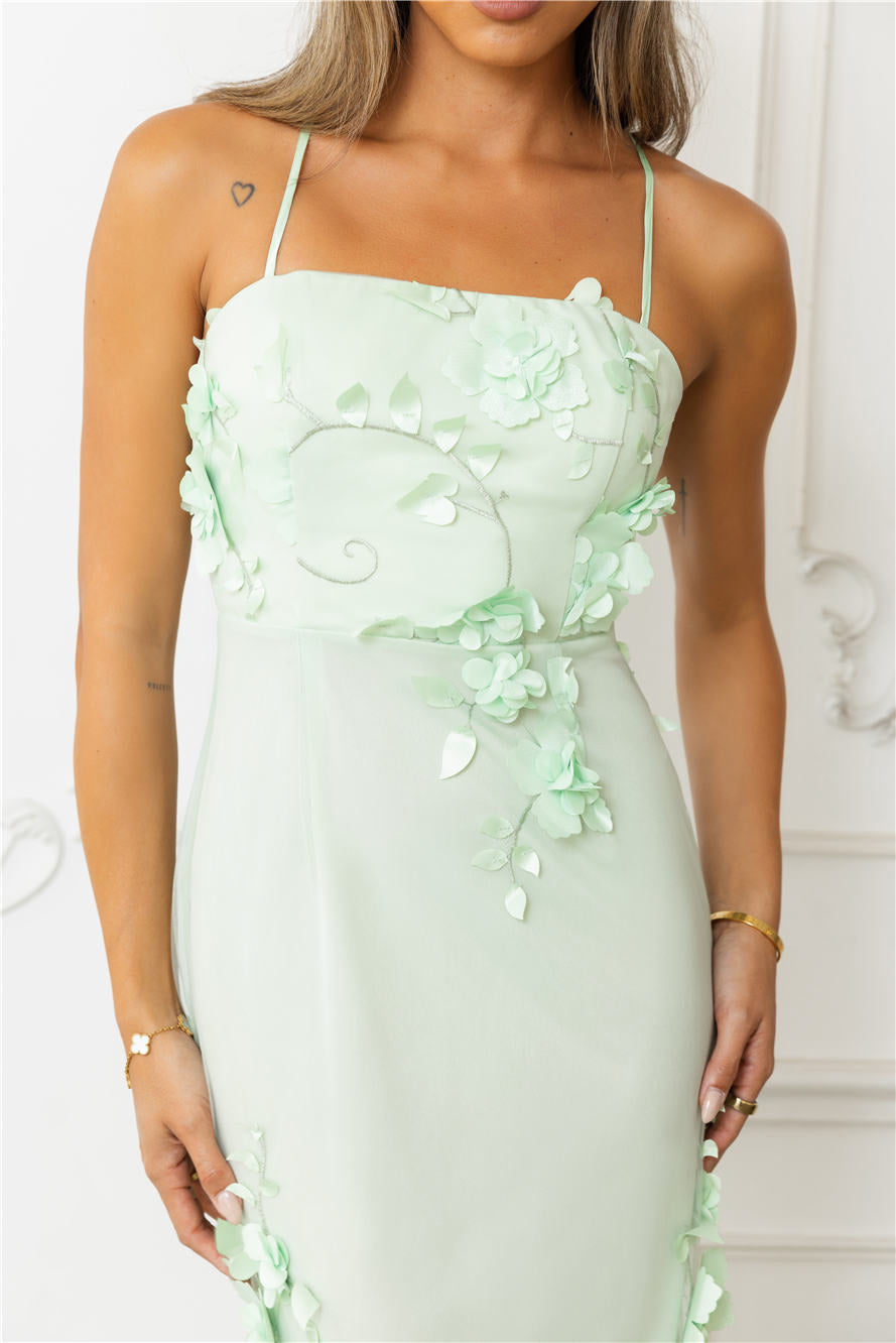 Flower Vine Maxi Dress Sage