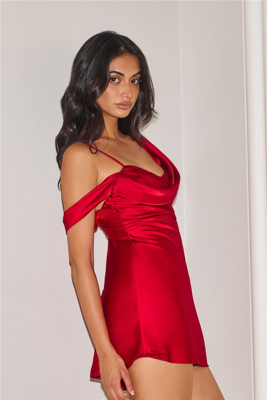 Elegance Of You Satin Mini Dress Burgundy