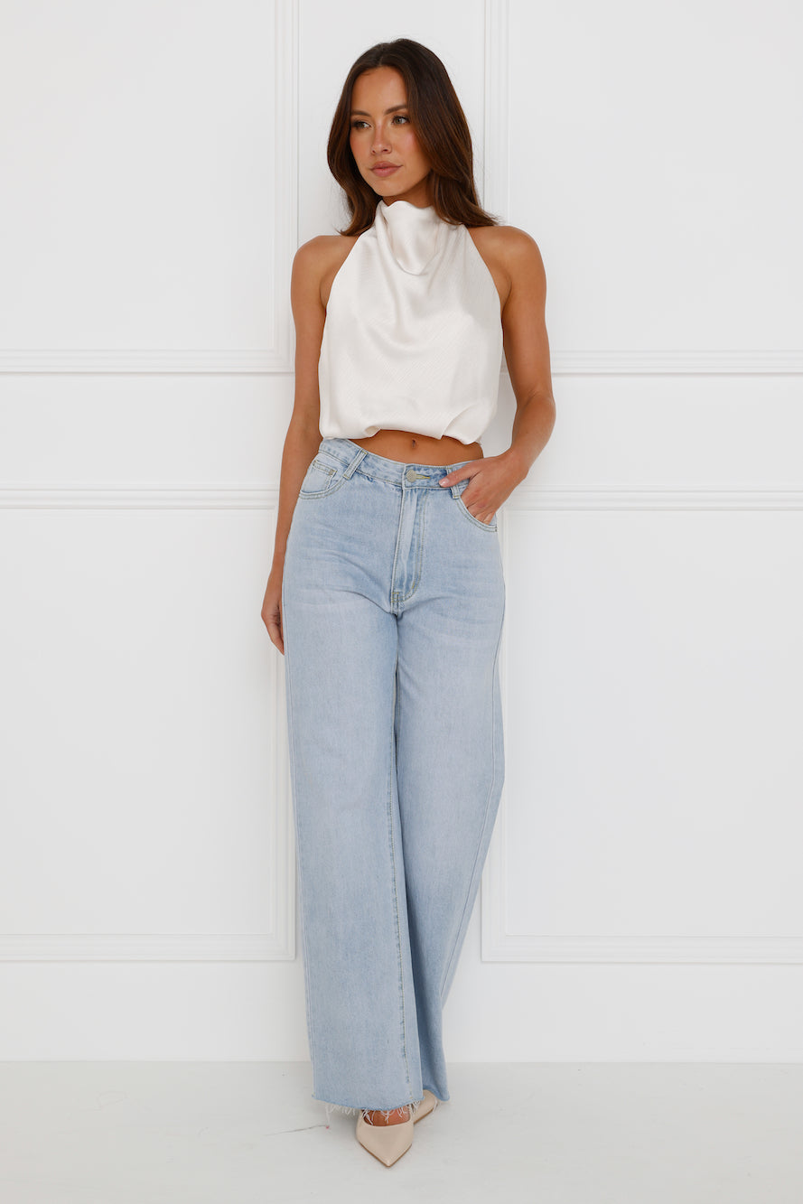 Pippin Satin Halter Crop Top Champagne