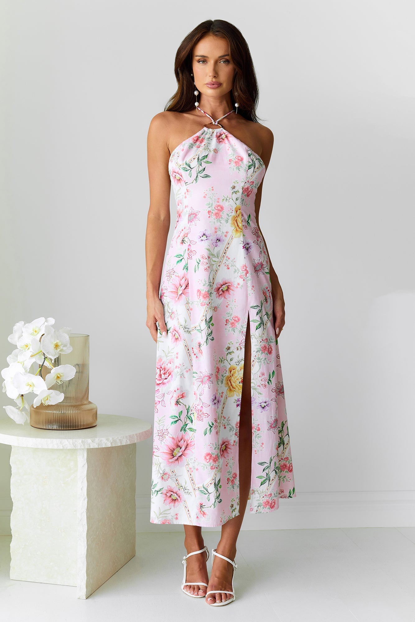 Sunset Dahlia Midi Dress Floral