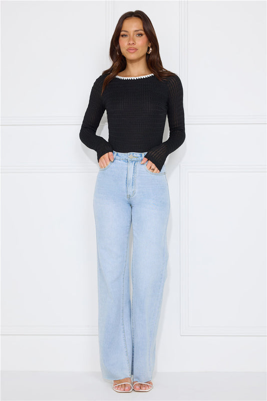 Day To Play Long Sleeve Bodysuit Black
