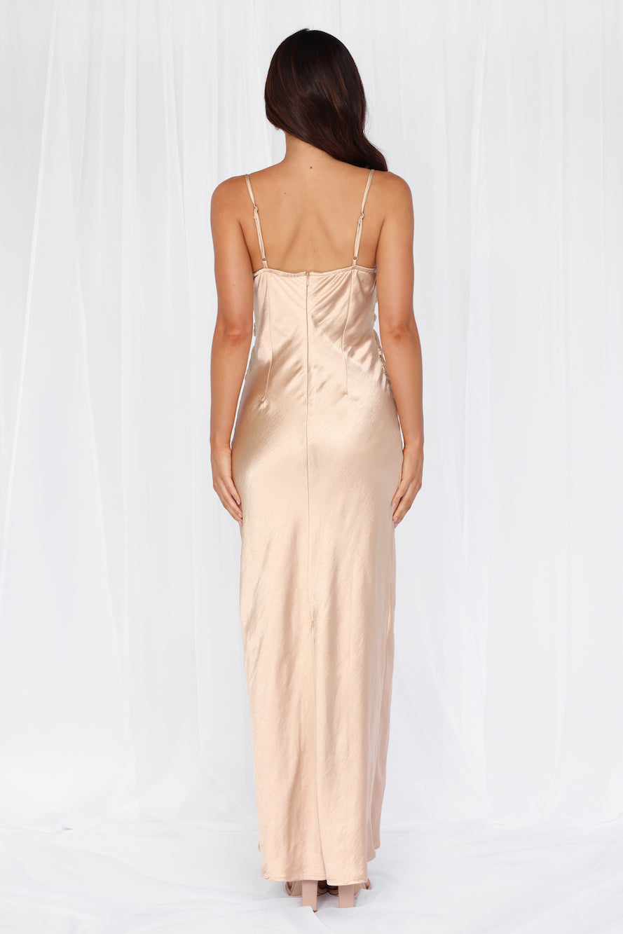 The Madeline Cowl Satin Maxi Dress Champagne