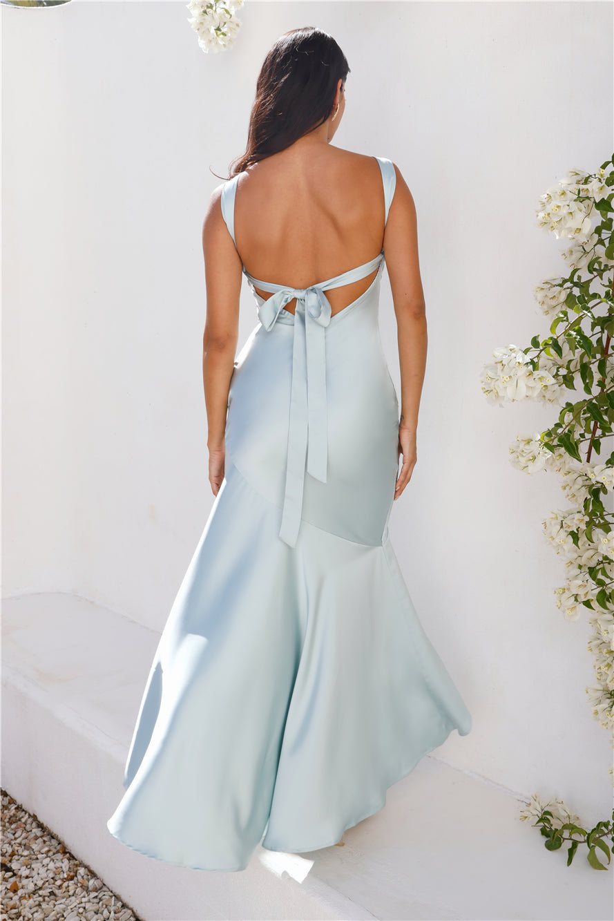 Romantic Affair Satin One Shoulder Maxi Dress Sage