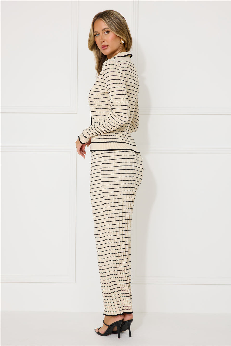 New York Chill Long Sleeve Knit Top Beige