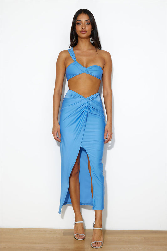 Ready For Goss Midi Skirt Blue