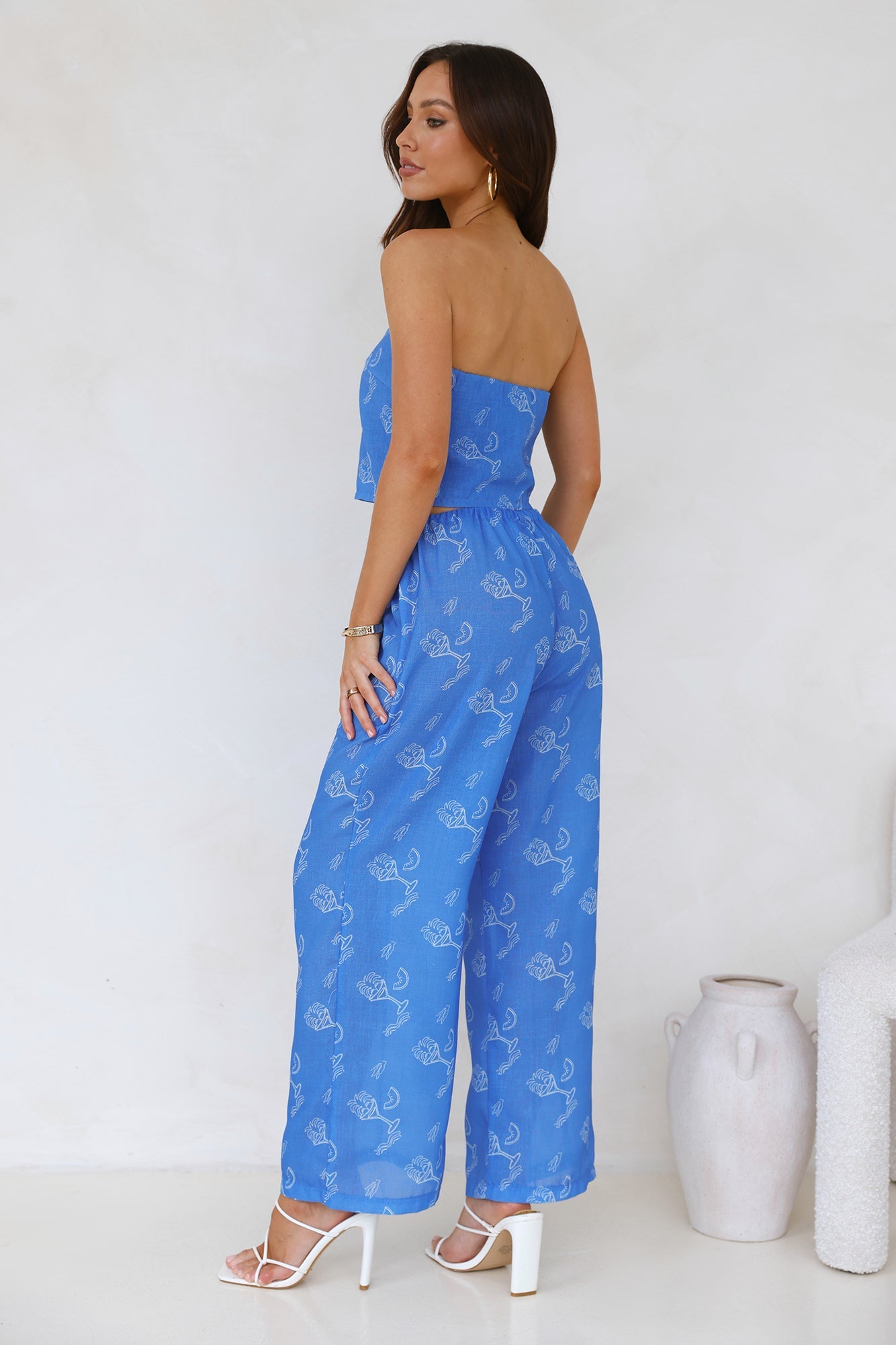 Melon Mix Wide Leg Pants Blue