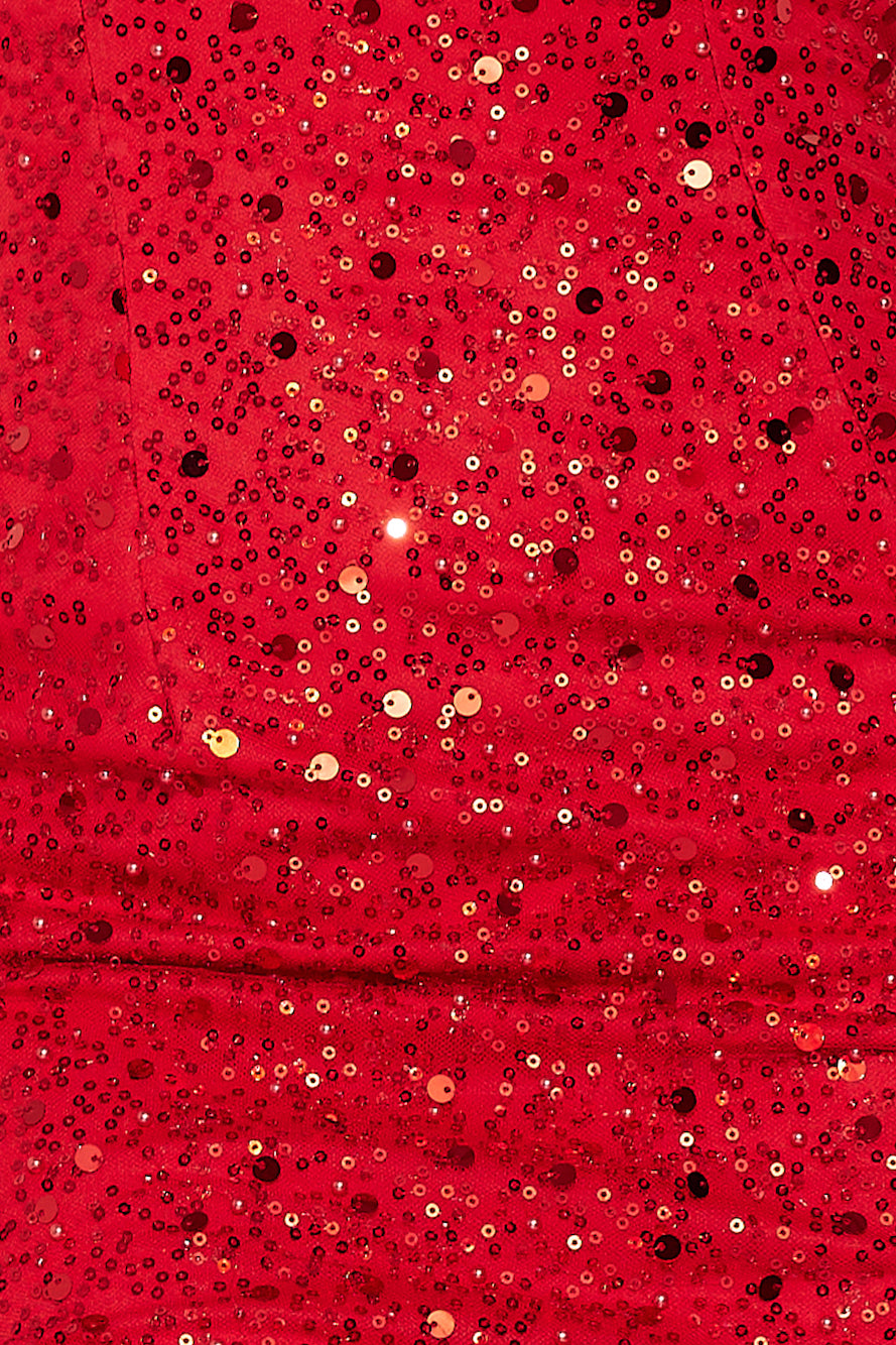 Sweet Cupid Sequin Midi Dress Red