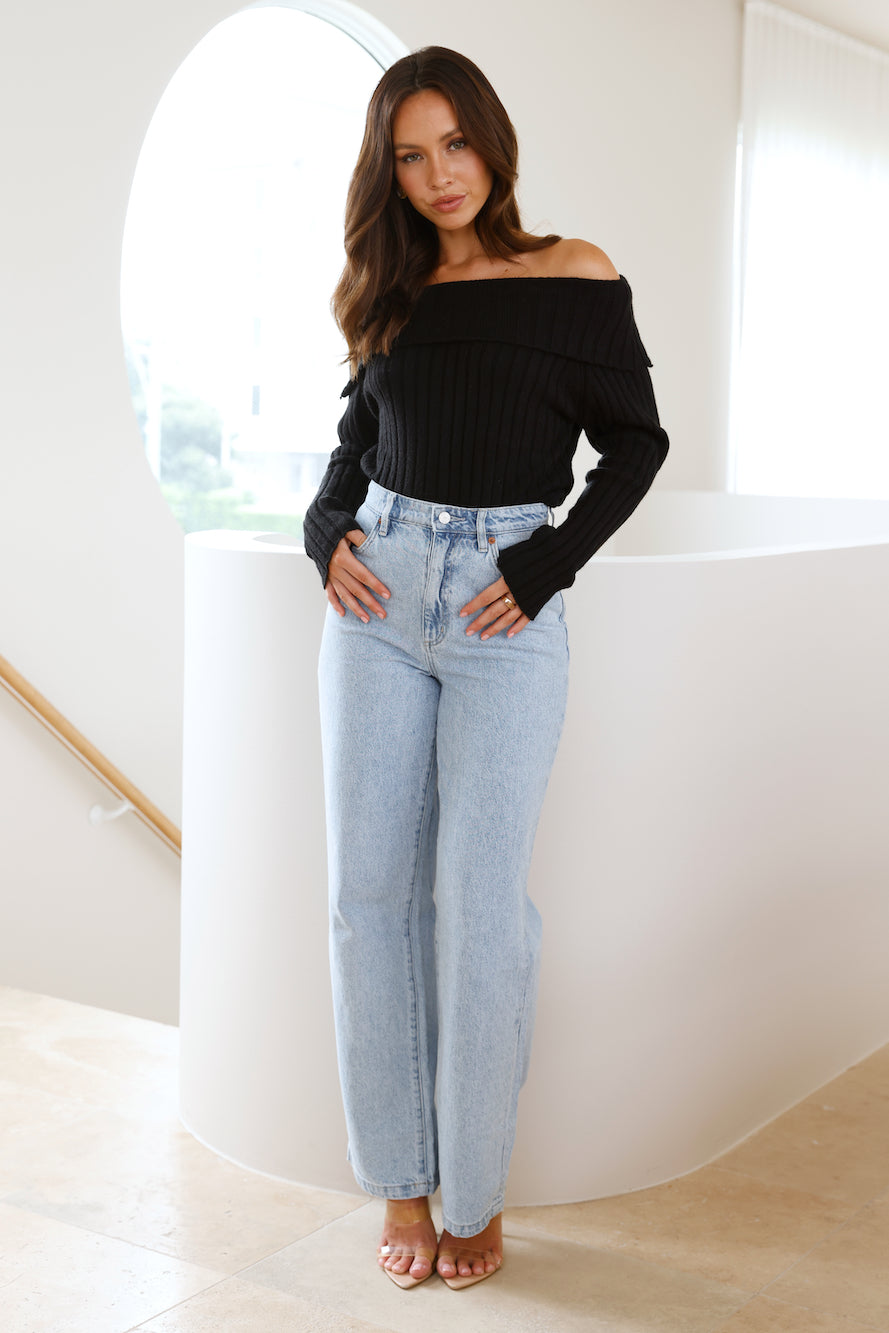Winter Date Night Knit Top Black