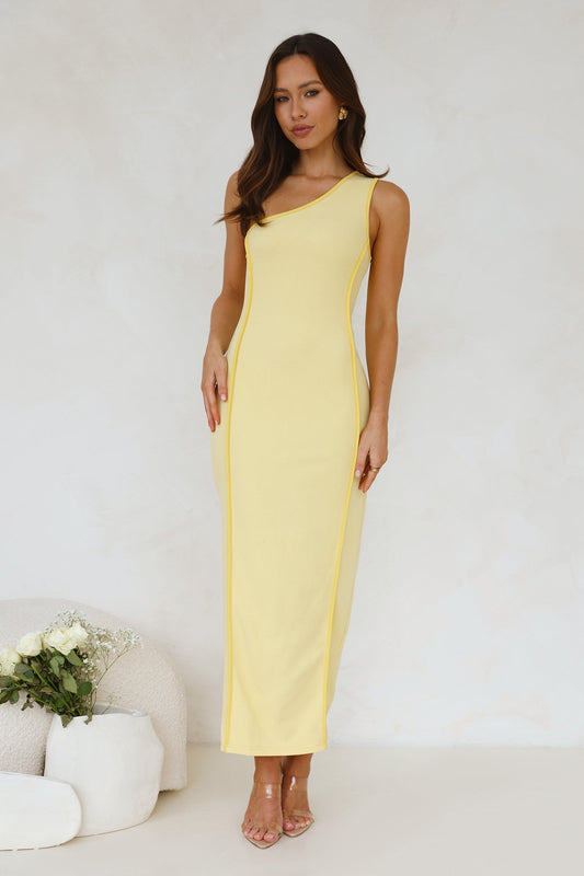 Piece Of Paradise One Shoulder Maxi Dress Yellow