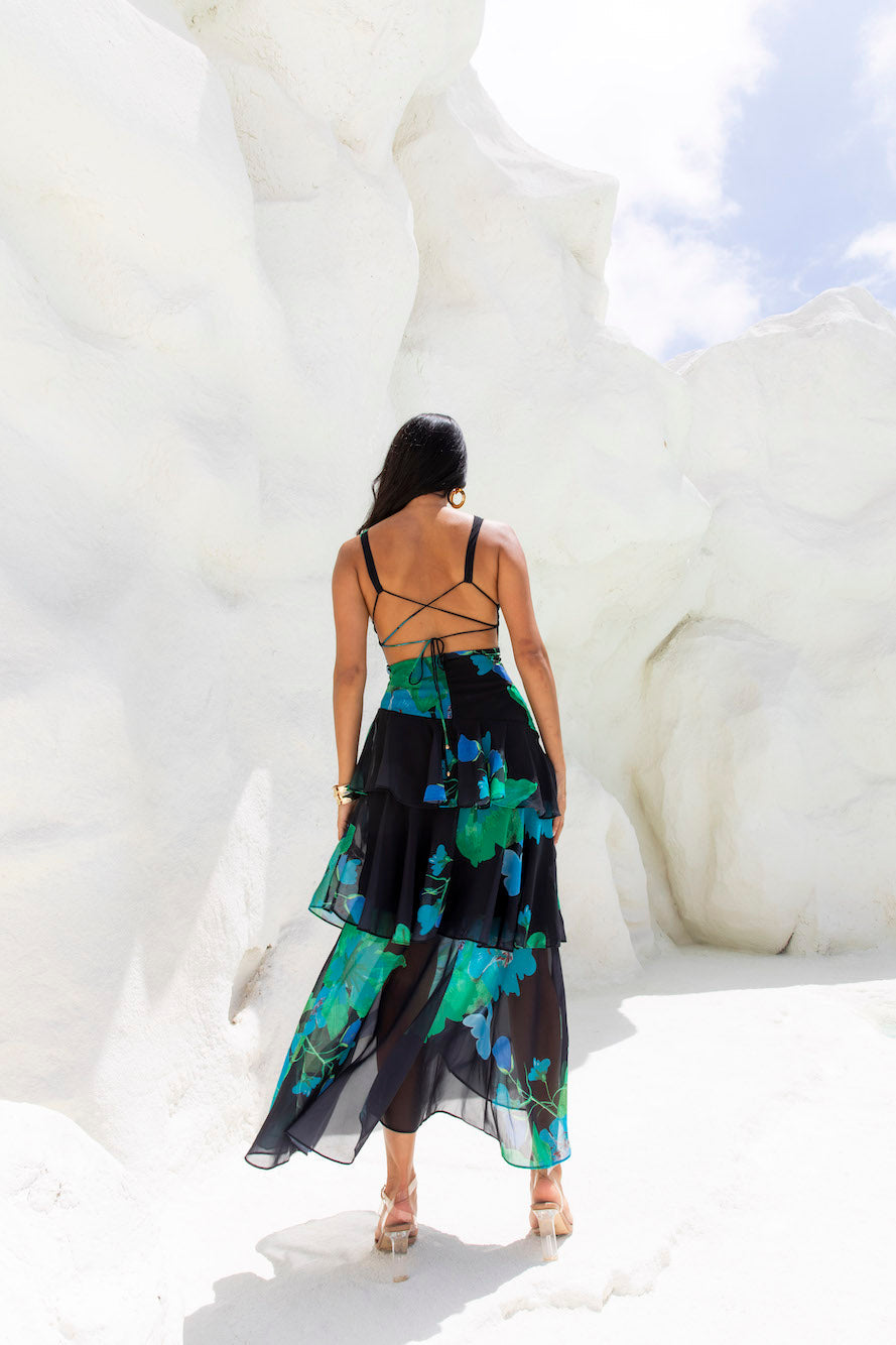 Rosewater Reverie Maxi Dress Black