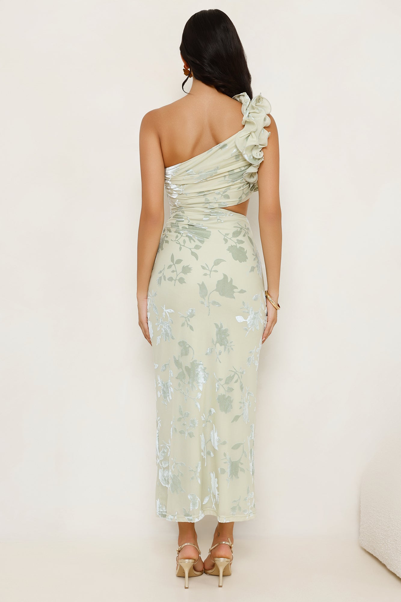 Real Life Doll One Shoulder Maxi Dress Sage