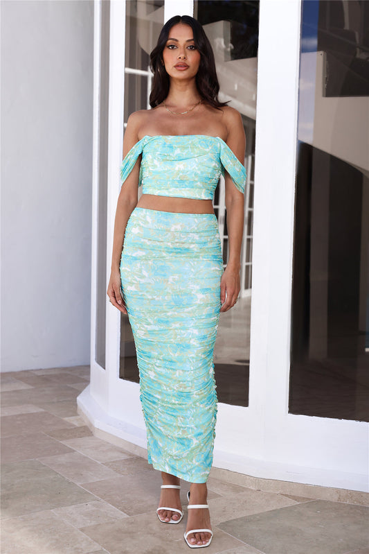 Unlock The Code Mesh Maxi Skirt Green