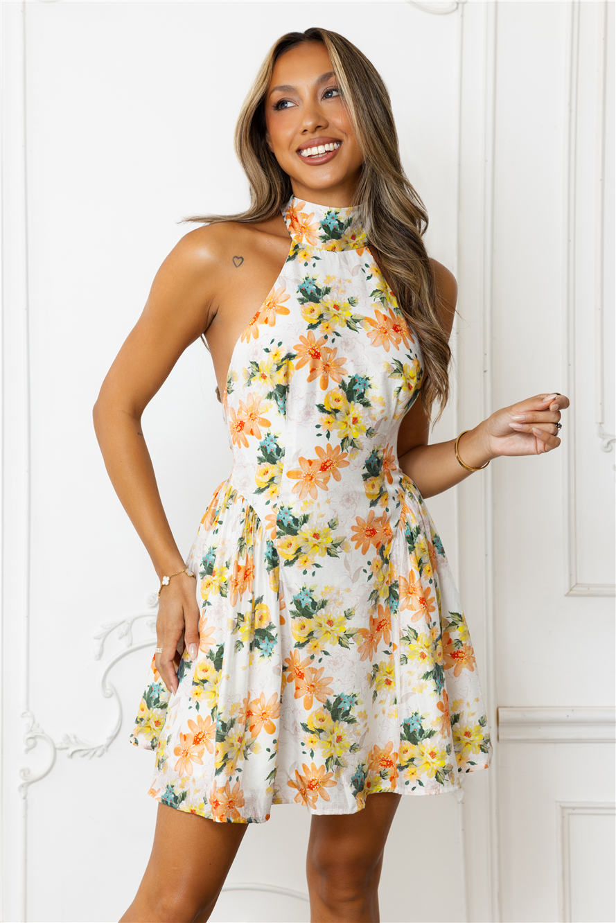 Sophisticated Vision Halter Mini Dress Orange