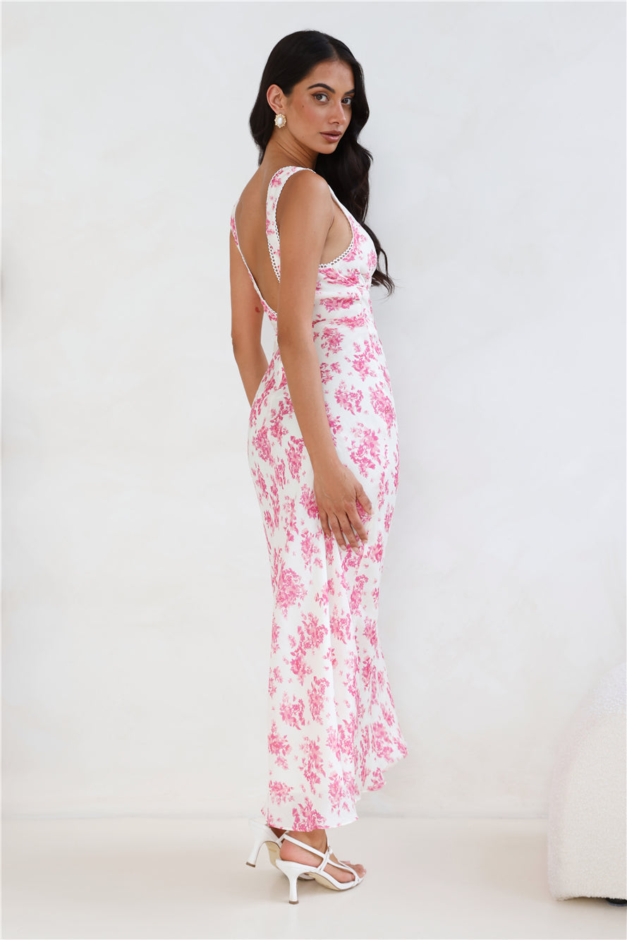 Soft Florals Maxi Dress Pink