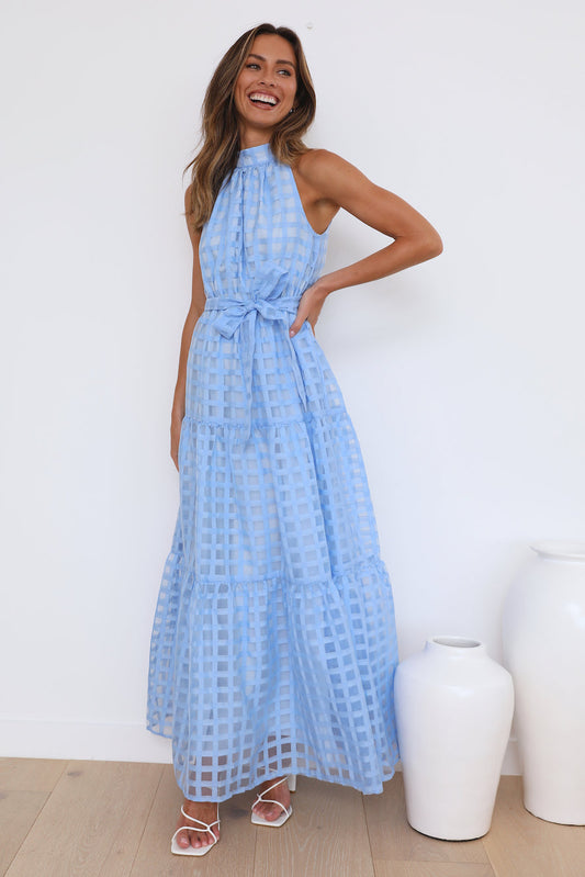 Summertime Picnic Maxi Dress Blue