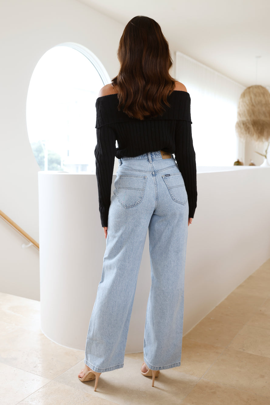 Winter Date Night Knit Top Black