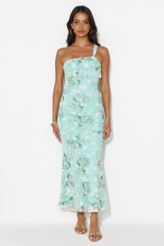 Lilly Grove One Shoulder Maxi Dress Green