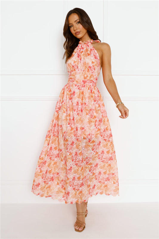 Sun Setting Halter Maxi Dress Orange