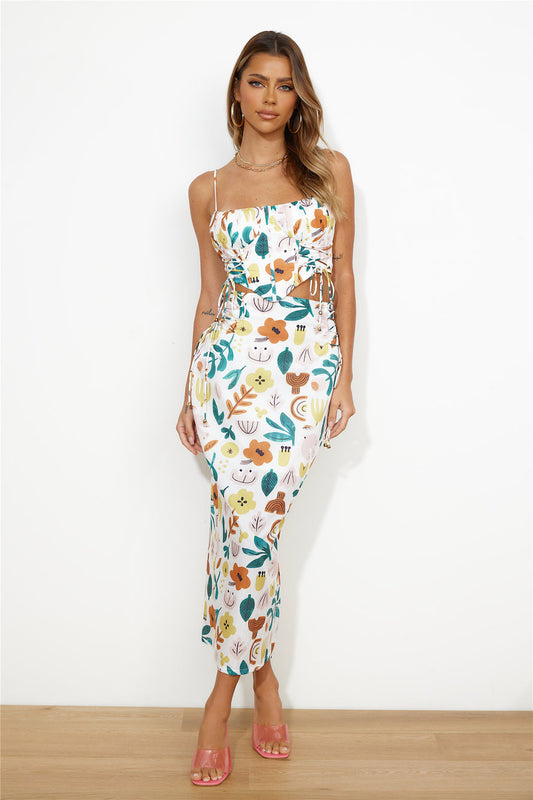 Smiley Mood Midi Skirt White