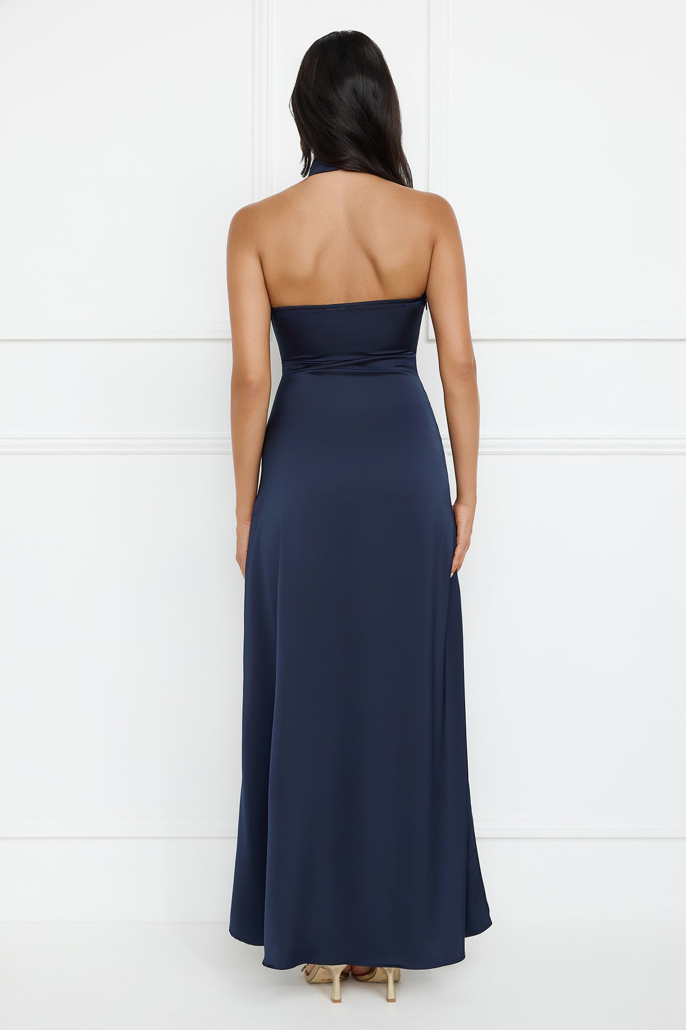 Sonnet Satin Halter Maxi Dress Navy