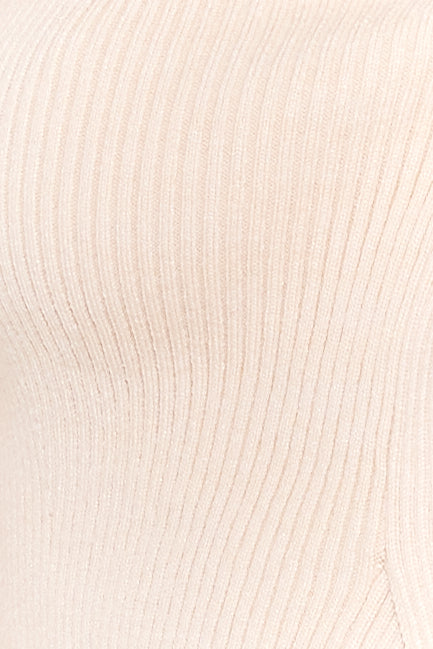 Take Off Ribbed Top Beige