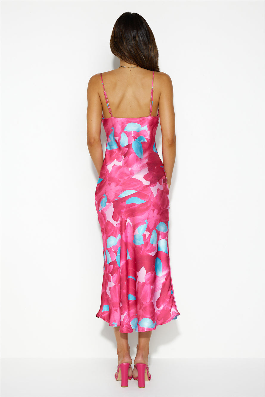 Silky Silhouette Midi Dress Pink