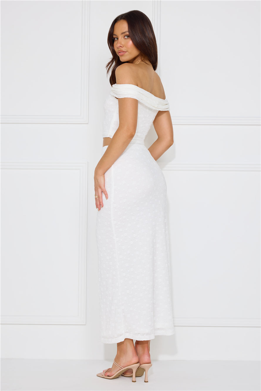 Secret World Off Shoulder Crop Top White