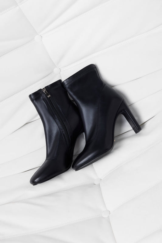 Winter Spotlight Sock Ankle Boots Black PU