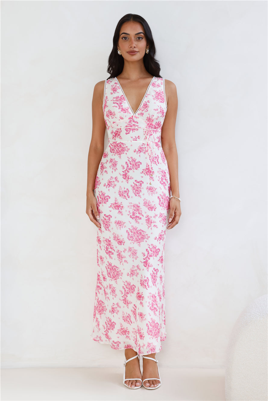 Soft Florals Maxi Dress Pink