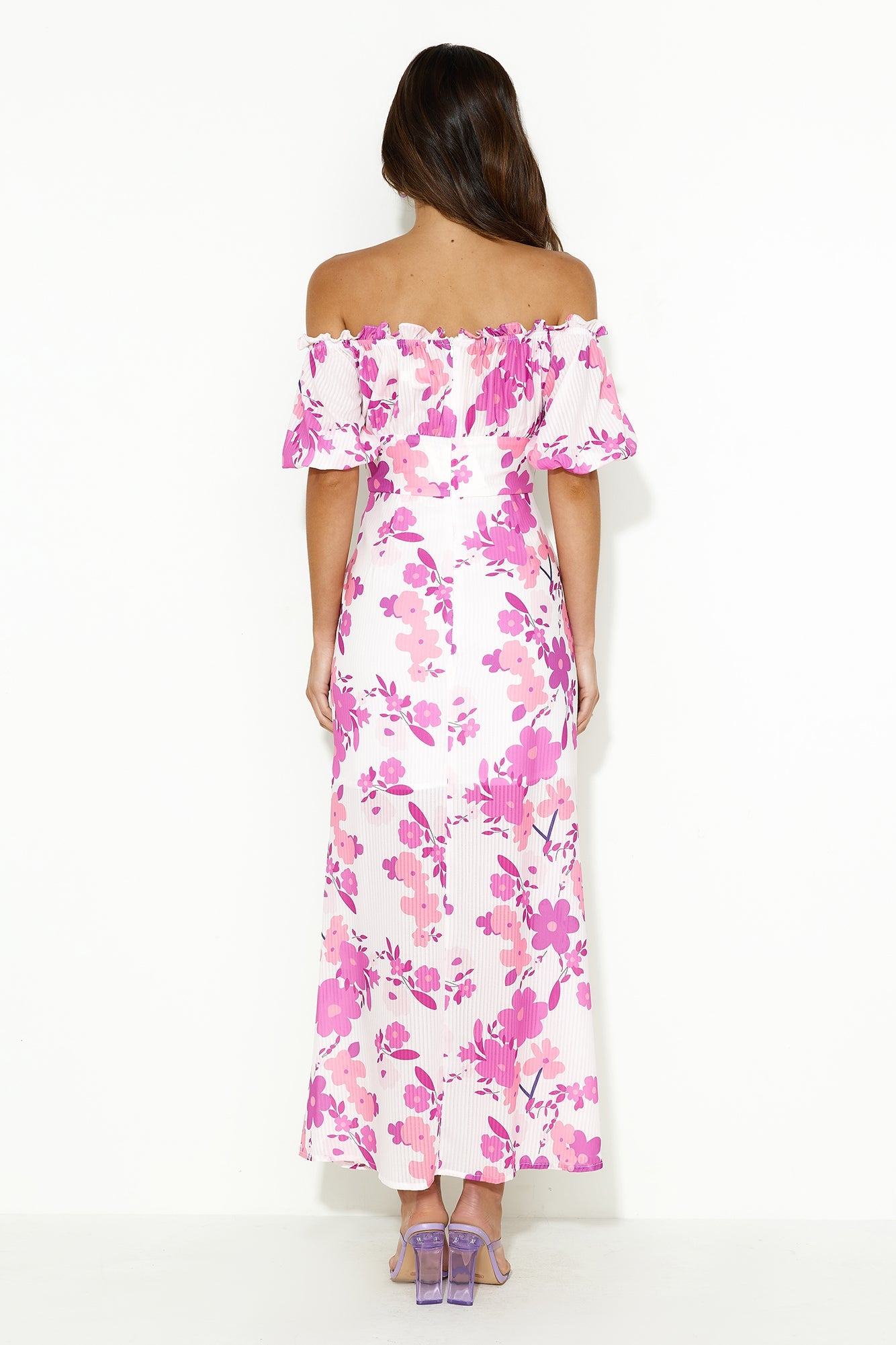 Sending Blooms Off Shoulder Maxi Dress Purple