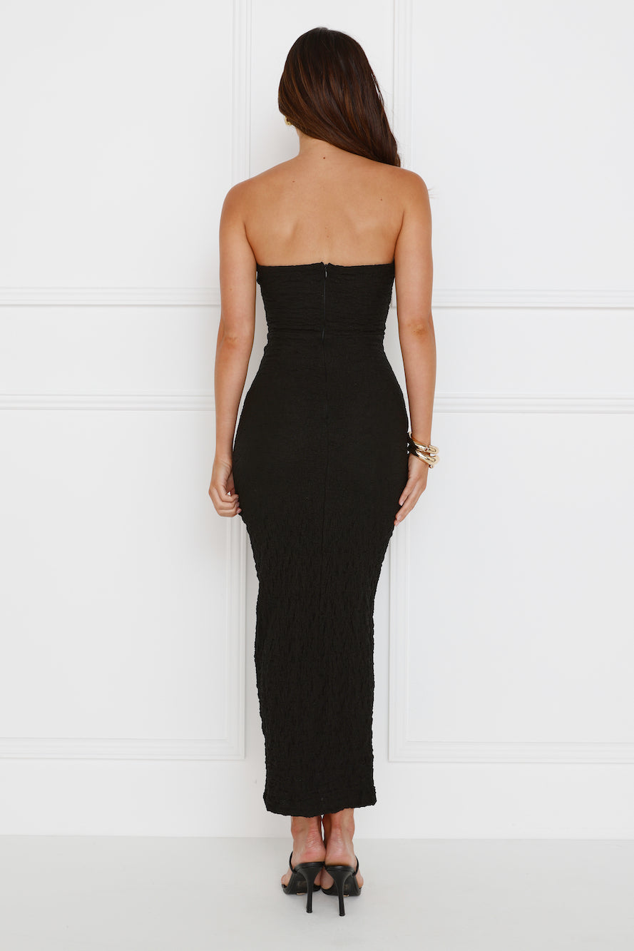 Majestic Heights Strapless Midi Dress Black