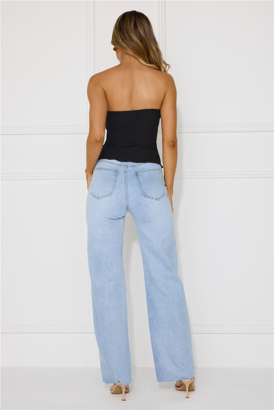 Flirty Game Strapless Mesh Top Black