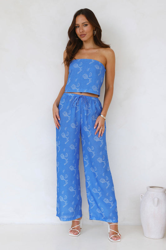 Melon Mix Wide Leg Pants Blue