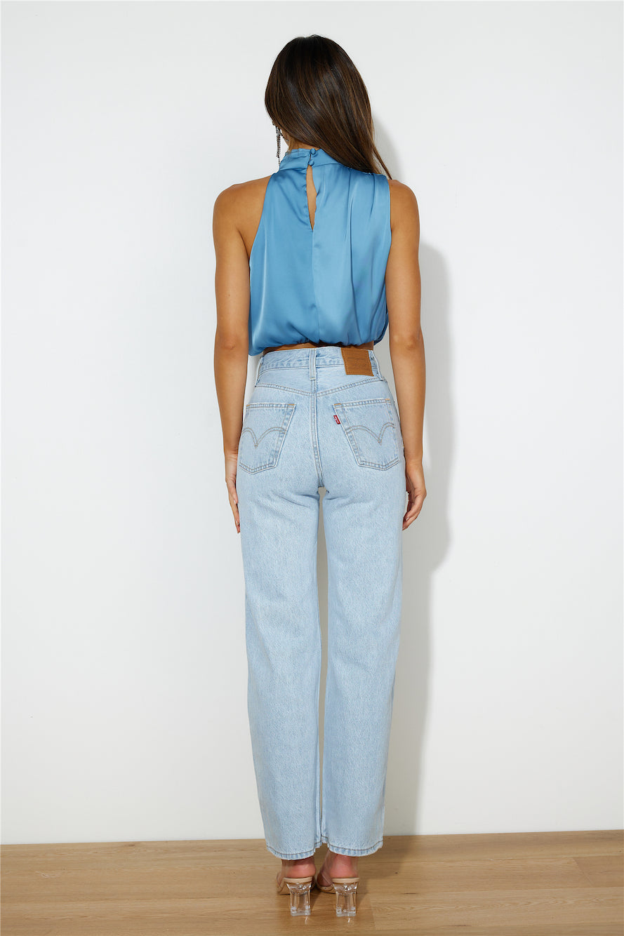 Stay Patient Crop Top Blue
