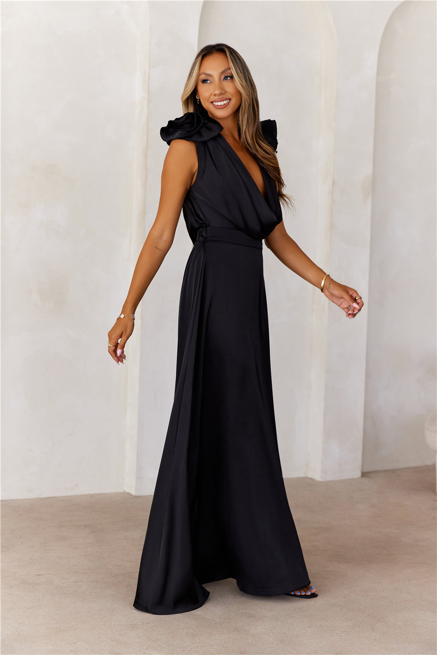 Romance In Roses Maxi Dress Black