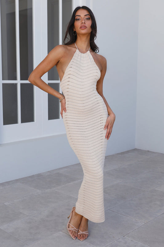 Remarkable Achievements Midi Dress Beige